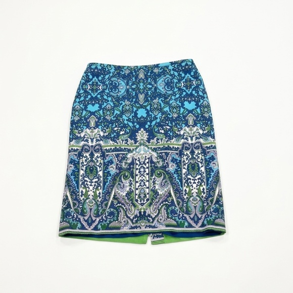 Talbots Dresses & Skirts - Talbots Paisley Pencil Skirt Blue Green White Size 4 Lined Career Summer Preppy